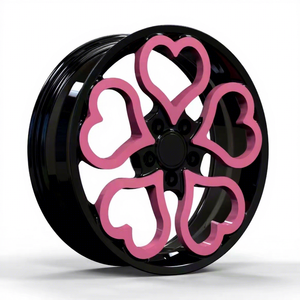 Jantes en alliage forgé sur mesure 6061-T6 en forme de cœur <span class=keywords><strong>rose</strong></span> <span class=keywords><strong>et</strong></span> <span class=keywords><strong>noir</strong></span>, uniques <span class=keywords><strong>et</strong></span> mignonnes, pour BMW <span class=keywords><strong>Mini</strong></span> <span class=keywords><strong>Cooper</strong></span> Mercedes Audi 18 19 20 21 22 Inc - Product Image 3