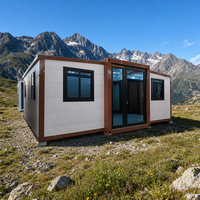 Villa de luxe préfabriquée en acier, conteneur extensible à double aile de 20 pieds, entièrement meublée pour les vacances à la ferme