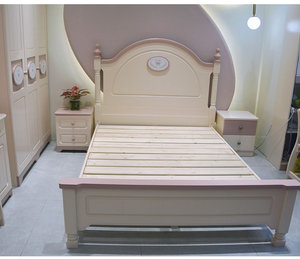 เตียงเด็กแบบใหม่ทันสมัย โครงไม้หุ้มเบาะสีชมพู เฟอร์นิเจอร์ห้องนอนสไตล์นุ่มนวล สำหรับเด็กหญิงและเด็กชาย ขายส่ง - Product Image 3