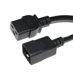 Conector negro de 5 pies y 3 pines C19 a cable eléctrico IEC C20, servidor host de cobre, sala de máquinas, UPS, cable de alimentación de CA resistente