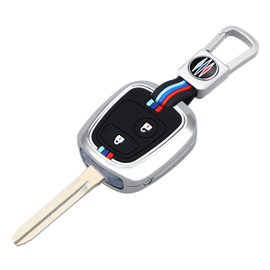 Étui de protection pour clé de voiture en alliage de zinc et gel de silice pour <span class=keywords><strong>Peugeot</strong></span> C-Elysee Pegaso Citroën C2 206 207, porte-clés avec anneau, sac à clés - Product Image 1