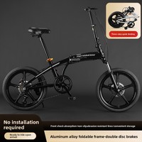 Vélo pliant en alliage d'aluminium pour adultes, femmes, collégiens - Ultraléger, portable, amortissant, petites roues, double frein à disque