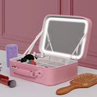 Trousse de maquillage personnalisée portable avec lumière LED de voyage Miroir cosmétique Trousse de maquillage étanche Miroir