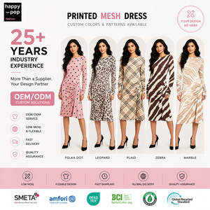 Abito Midi Casual Primaverile da Donna Personalizzato OEM ODM, Stile Vintage con Vita Impero, Maniche Lunghe, Stampa a Pois e Dettagli Arricciati - Product Image 1