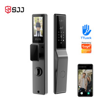 Cerradura Inteligente WiFi SJJ Totalmente Automática, Aleación de Aluminio, Puerta de Madera, Aplicación Tuya en la Nube, Reconocimiento Facial, Cámara de Visión Nocturna, Video