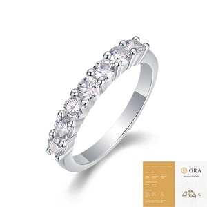 Anello in Argento 925 con Moissanite, 7 Pietre Rotonde da 3,0mm, Taglia Regolabile, Gioiello Scintillante per Matrimonio, Anello alla Moda - Product Image 5