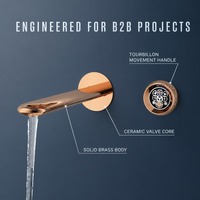 Robinet de lavabo en laiton avec cadran de montre tourbillon, finition or rose, mitigeur chaud/froid à bec haut pour hôtel, villa, salle de bain