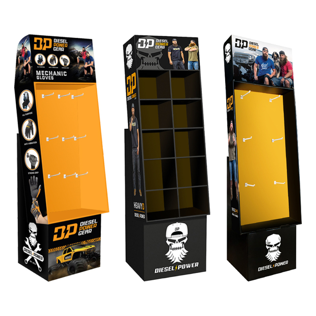 Electronic Product Cardboard Hook Floor Display Rack Data Line Paper Display Stand Floor Display
