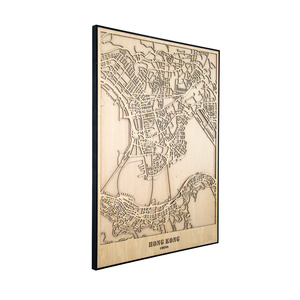 Hecho a mano 3D de madera Hong Kong Street City Map Living Room Wall cuadro decorativo con marco de fotos - Product Image 4