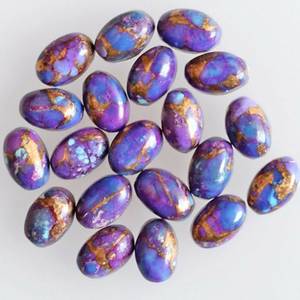 Lot de 5 cabochons en turquoise cuivrée violette 7x9mm, pierres précieuses en vrac pour la fabrication de bijoux et matériaux d'artisanat - Product Image 1