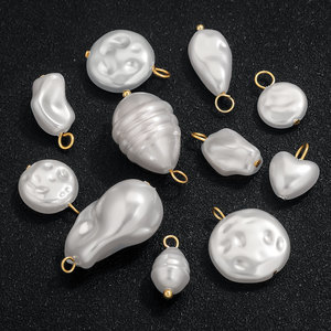 จี้ไข่มุกเทียมสไตล์บาโรก |   จี้ห่วงสแตนเลสเคลือบ PVD 18K สำหรับทำเครื่องประดับ DIY (สร้อยข้อมือ, สร้อยคอ, ต่างหู) - Product Image 5