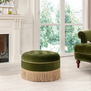 Pouf Rétro Américain à Pompons, Ensemble de Tabouret de Canapé <span class=keywords><strong>en</strong></span> Tissu de Luxe, Siège Créatif pour Salon, Appartement, Hôtel - Product Image 6