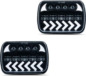 Faros LED 5x7 7x6 55W DOT 500% más brillantes, antideslumbrantes, con DRL, señal de giro, luz alta/baja, haz sellado para XJ - Product Image 1