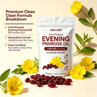 Gélules d'huile d'onagre à marque privée OEM, GLA, cohosh noir, équilibre hormonal, antioxydant, complément alimentaire végétalien