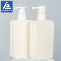 Bouteille de shampoing en gros de 300 ml, bouteille en plastique HDPE plate carrée vide blanche pour emballage de soins corporels, nettoyant, crème pour le visage, lotion