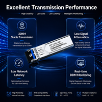 Émetteurs-récepteurs optiques à fibre monomode SFP 1.25G 20km 1310nm avec connecteur LC duplex, garantie de 3 ans