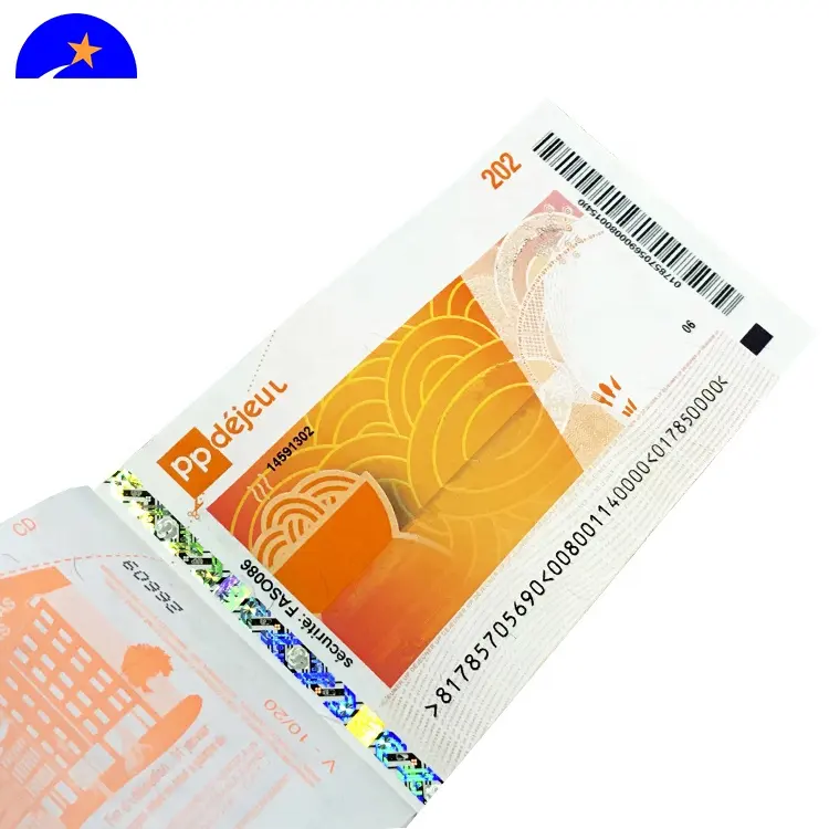 Security discount hot stsmping hologram printing custom paper restaurant ticket,concert paper ticket,hologram ticket paper book