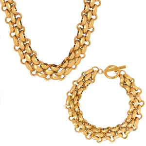 Tarnish Free &amp; Waterproof Joolim Jewelry 18K Gold Plated Chunky <strong>Toggle</strong> Link Chain Stainless Steel <strong>Necklace</strong> - Product Image 1