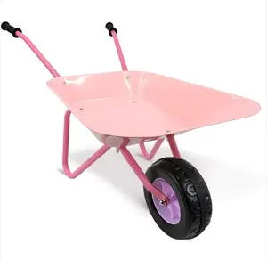 Customized Color Logo Acceptable Hot Sale Sand Toy Garden Work Children Cart Metal Wheel Barrow Kids Wheelbarrow