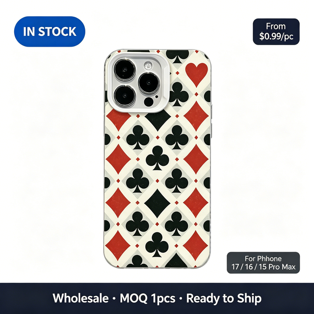 Vintage Argyle Poker Card Suits Pattern Clear TPU Case, Shockproof Retro Phone Cover for iPhone 17 16 15 14 13 Pro Max