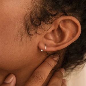French Style Minimalist <b>Cuff</b> <b>Earrings</b> Gold Geometric Design Zircon Inlay Everyday Wear - Product Image 3