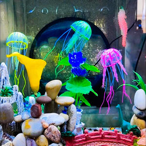 MHC ซิลิโคนแมงกะพรุนตกแต่งตู้ปลา-สมจริงเรืองแสงเรืองแสง<span class=keywords><strong>สีชมพู</strong></span>เครื่องประดับตู้<span class=keywords><strong>ปลา</strong></span>เป็นมิตรกับสิ่งแวดล้อม - Product Image 4