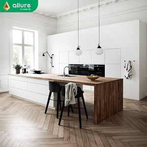 Allure luxury white shaker pvc modern high gloss acrylic designs kitchen cabinet sets