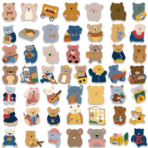 100 pièces Kawaii morceaux de papier ours dessin animé Graffiti autocollants pour livre mur bouteille <span class=keywords><strong>vinyle</strong></span> enfants mignon petits ours autocollant - Product Image 3