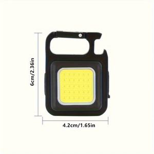 Luz de trabajo LED COB portátil, linterna magnética recargable tipo C, con abridor de botellas y mosquetón, mini reflector de emergencia - Product Image 4
