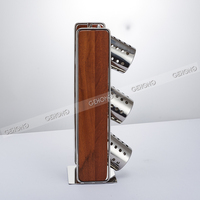 Porte-couverts moderne et élégant en bois et acier inoxydable à trois trous, organisateur de vaisselle en Sapele pour buffet d'hôtel