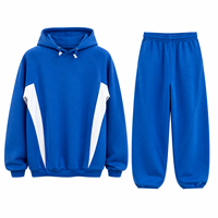 Ensemble de sweat-shirts pour hommes, 380 GSM, coton, manches raglan bicolores, pantalon de survêtement surdimensionné, broderie personnalisée, streetwear, deux pièces