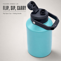 Bouteille d'eau isotherme en acier inoxydable de 128 oz avec couvercle à ouverture rapide, poignée pliable, grande capacité, pour l'extérieur