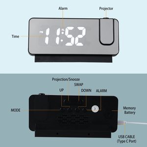 Horloge de température avec alarme Projection numérique Led miroir bureau électronique Amazones Top vente 2023 réveils - Product Image 5