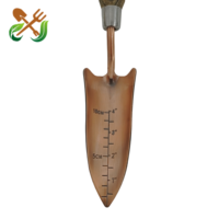 Pelle à main en acier inoxydable plaqué cuivre de style vintage haut de gamme avec manche en bois de frêne antique, outil de jardinage pour creuser
