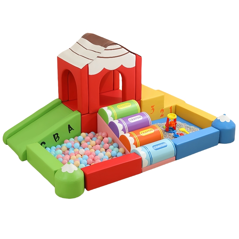 Baby Sensory Climbing Set - Soft Play Slide, Ball Pit & Ladder for Toddlers Indoor Safety Training