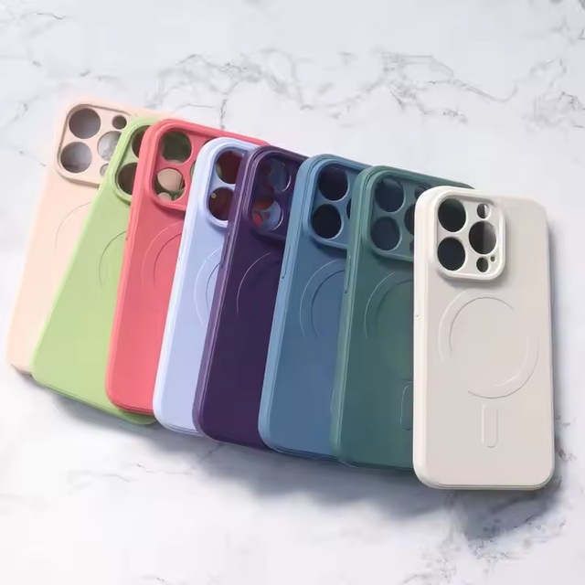 Silicone TPU Soft Bumper Case Magnetic Back Wireless Charging Cover for iPhone 16 Pro Max 17 Camera Mobile Phone Case