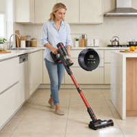 Aspirateur sans fil léger avec filtration HEPA et éclairage LED, puissance maximale de 9 kPa, pour tapis et sols, fabriqué par un fabricant OEM