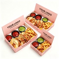 Boîte alimentaire biodégradable en carton, recyclable, pour poulet frit, frites et sauce, emballage de sushi en gros