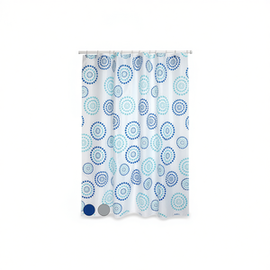 Rideau de douche en tissu polyester à pois 180x200 cm gris - Product Image 2