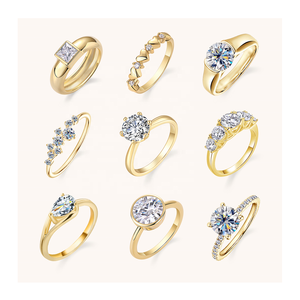 निर्माता थोक 925 स्टर्लिंग चांदी के फाइन मूसासानिट गहने सोने की प्लेटेड हुई थी महिलाओं के लिए शादी की हीरे की अंगूठी - Product Image 1