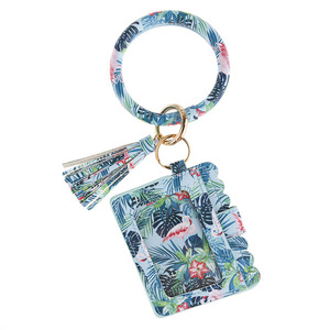 <span class=keywords><strong>Portachiavi</strong></span> Rotondo in Pelle PU con Braccialetto e Portafoglio Abbinato per Donne e Ragazze - Product Image 4