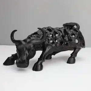 Adorno de animal de hierro fundido de vaca ahuecado negro, adorno de decoración de entrada para dormitorio de estudio