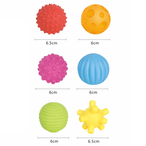 Éducatif précoce enfant en bas âge sensoriel couleur vive 6 pièces caoutchouc bébé pincement doux au toucher main balle ensemble jouets de bain - Product Image 6