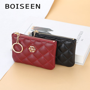 กระเป๋าใส่เหรียญผู้หญิง Boiseen สีแดงเข้ม กระเป๋าสตางค์แบบมีซิป ดีไซน์ทันสมัย ใช้งานได้หลากหลาย พร้อมพวงกุญแจและช่องใส่ของ - Product Image 3