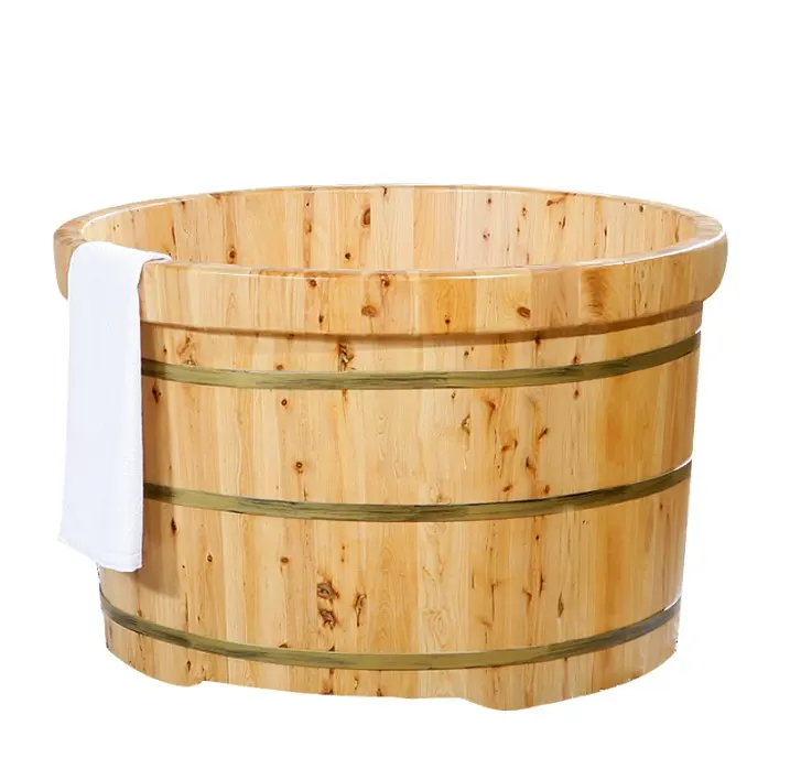 1.2M Beauty Salon Circular Wooden Bucket Bathing Bucket Adult Shower Sitting Bathtub Solid Wood Adult Bathtub Home Use