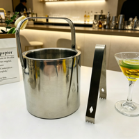 Camol Factory seau à glace en acier inoxydable 1.3L seau à glace à double paroi seau à vin bar à cocktails vin maison bar accessoires