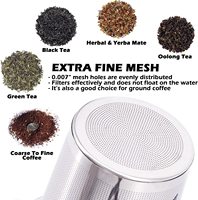 Infuseur à thé en acier inoxydable à mailles fines avec poignée pliable et couvercle pour thé en feuilles, tasses, pots à thé