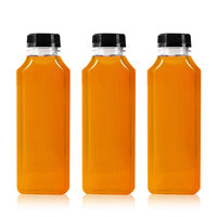 Bouteille de boisson en plastique PET rectangulaire de 350 ml à vente chaude pour jus, bière, soda, thé au lait avec bouchon à vis