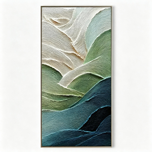 <span class=keywords><strong>Dipinto</strong></span> a Olio Astratto Wabi Sabi con Onde Morbide, Natura Morta Dipinta a Mano, <span class=keywords><strong>Blu</strong></span> e Beige, Texture Ricca, Arte Moderna da Parete - Product Image 6