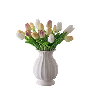 ดอกทิวลิปประดิษฐ์ CallaFloral ช่อมินิสีชมพูขาว ตกแต่งแจกันสำหรับบ้าน งานแต่งงาน สไตล์อินส์ - Product Image 5